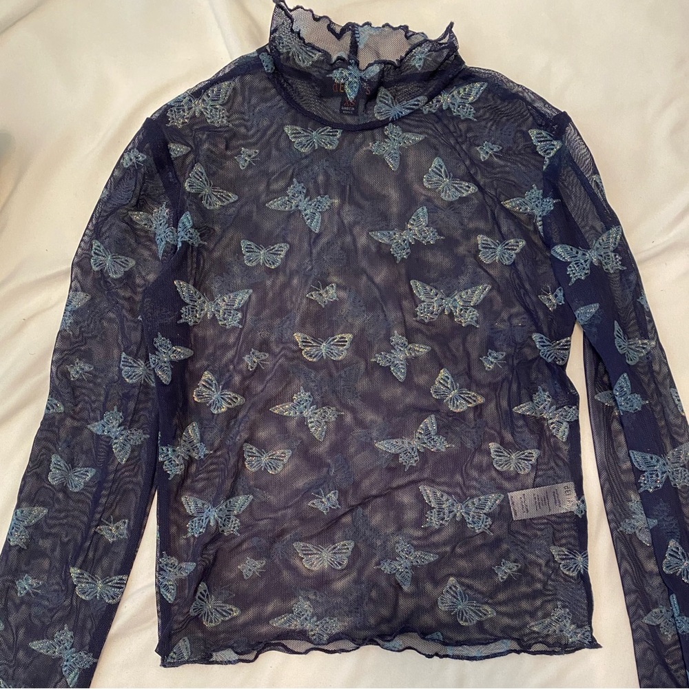 Dolls Kill Delia’s Butterfly Glitter Top NWOT